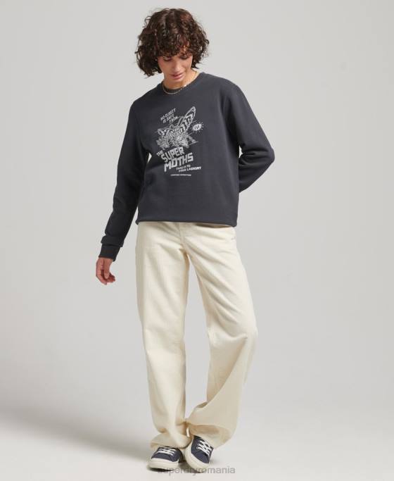 Superdry hanorac b-movie crew îmbrăcăminte gri inchis femei JX0Z5829