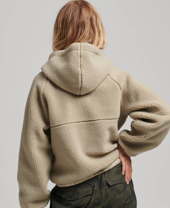 Superdry hanorac borg cu fermoar îmbrăcăminte bej femei JX0Z5771