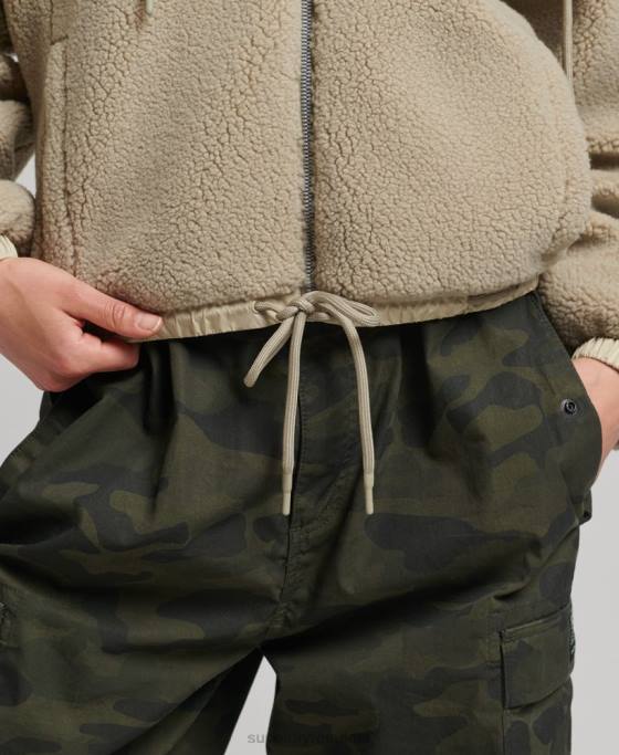 Superdry hanorac borg cu fermoar îmbrăcăminte bej femei JX0Z5771