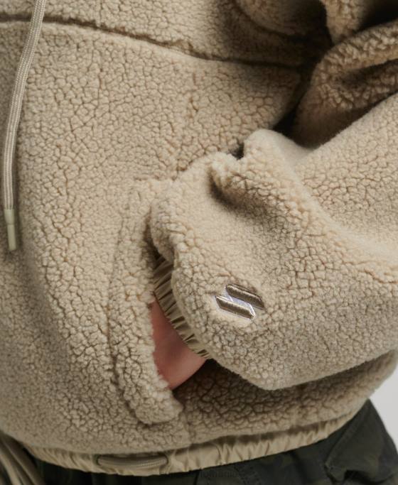 Superdry hanorac borg cu fermoar îmbrăcăminte bej femei JX0Z5771