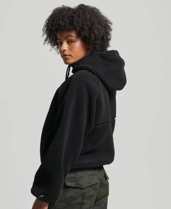 Superdry hanorac borg cu fermoar îmbrăcăminte negru femei JX0Z3401
