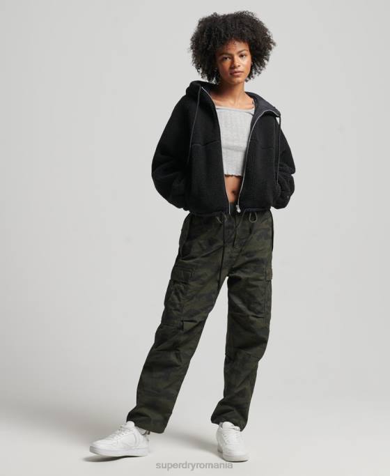 Superdry hanorac borg cu fermoar îmbrăcăminte negru femei JX0Z3401