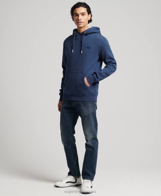 Superdry hanorac brodat cu logo vintage din bumbac organic îmbrăcăminte albastru bărbați JX0Z5017