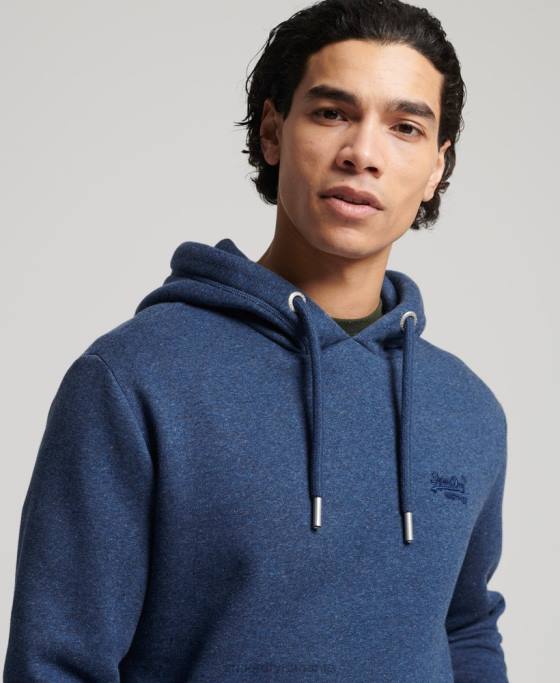 Superdry hanorac brodat cu logo vintage din bumbac organic îmbrăcăminte albastru bărbați JX0Z5017