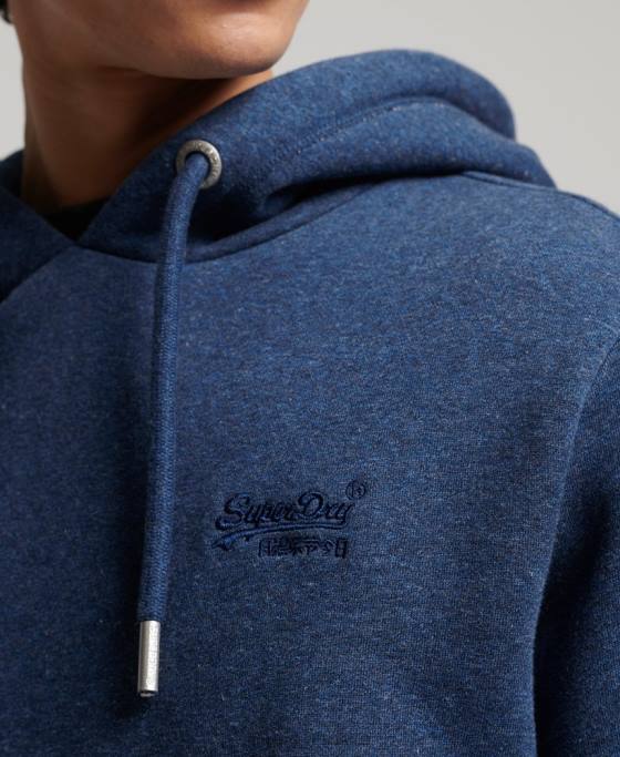 Superdry hanorac brodat cu logo vintage din bumbac organic îmbrăcăminte albastru bărbați JX0Z5017