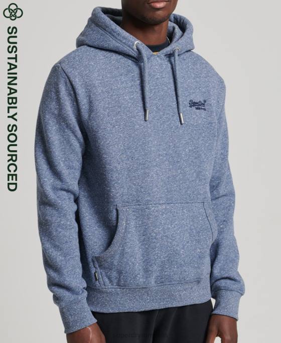 Superdry hanorac brodat cu logo vintage din bumbac organic îmbrăcăminte albastru bărbați JX0Z5106