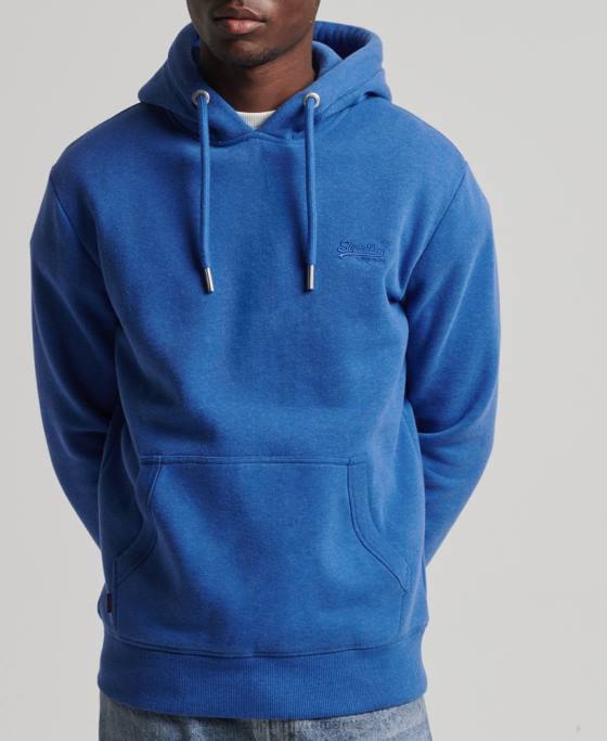 Superdry hanorac brodat cu logo vintage din bumbac organic îmbrăcăminte albastru bărbați JX0Z5152