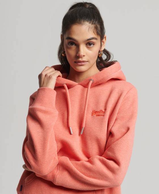 Superdry hanorac brodat cu logo vintage din bumbac organic îmbrăcăminte coral femei JX0Z3385