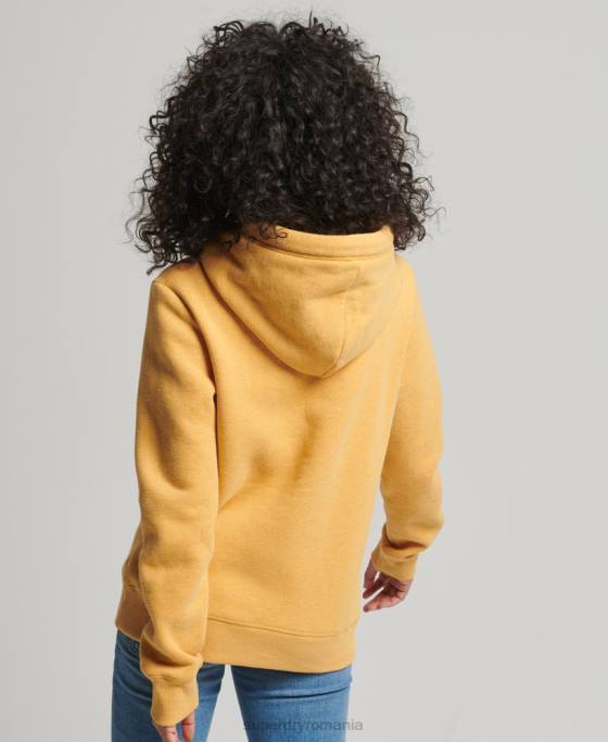 Superdry hanorac brodat cu logo vintage din bumbac organic îmbrăcăminte galben femei JX0Z3386