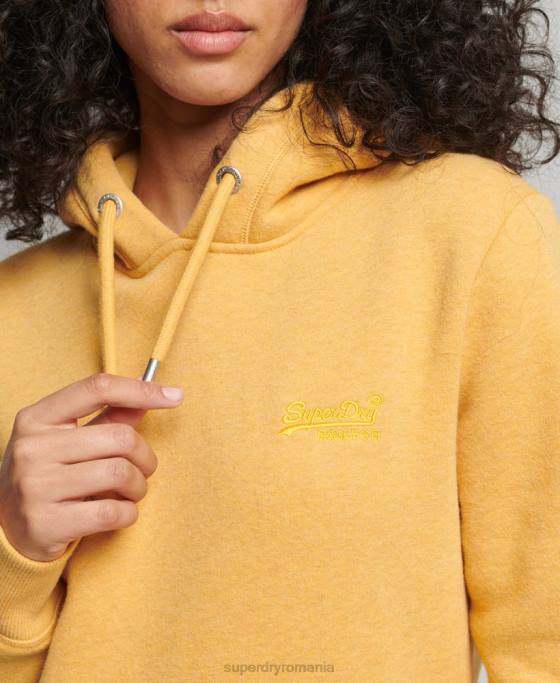 Superdry hanorac brodat cu logo vintage din bumbac organic îmbrăcăminte galben femei JX0Z3386