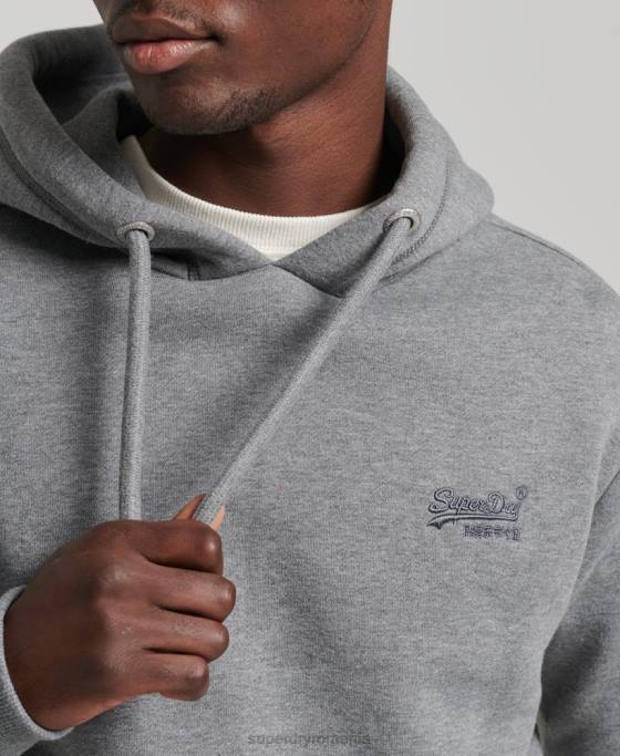 Superdry hanorac brodat cu logo vintage din bumbac organic îmbrăcăminte gri bărbați JX0Z5104