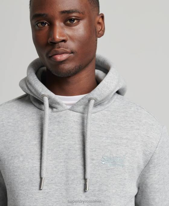 Superdry hanorac brodat cu logo vintage din bumbac organic îmbrăcăminte gri bărbați JX0Z644