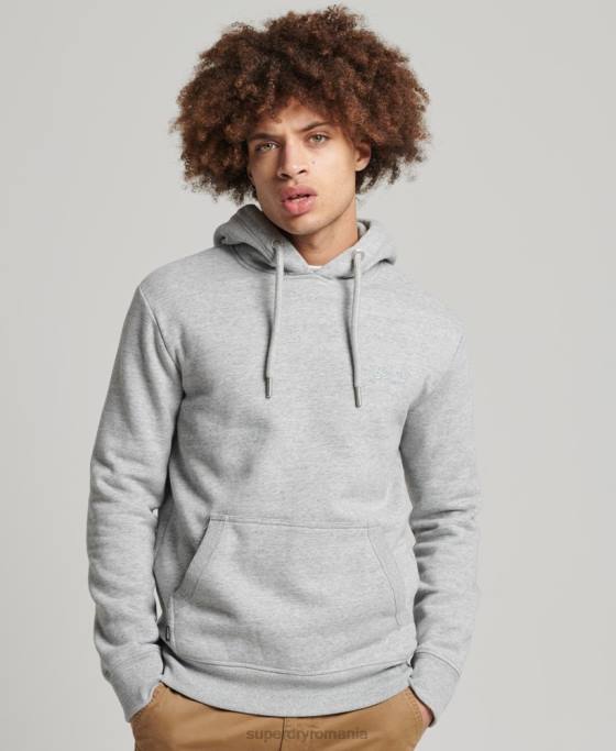 Superdry hanorac brodat cu logo vintage din bumbac organic îmbrăcăminte gri bărbați JX0Z645