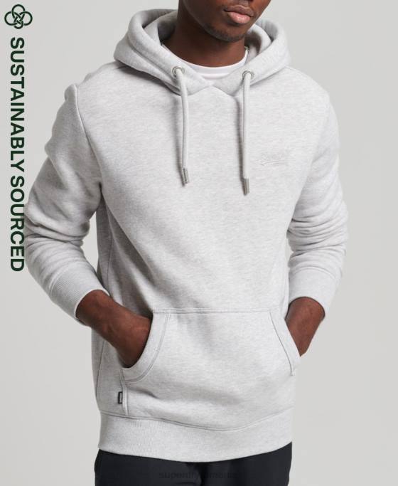 Superdry hanorac brodat cu logo vintage din bumbac organic îmbrăcăminte gri deschis bărbați JX0Z722