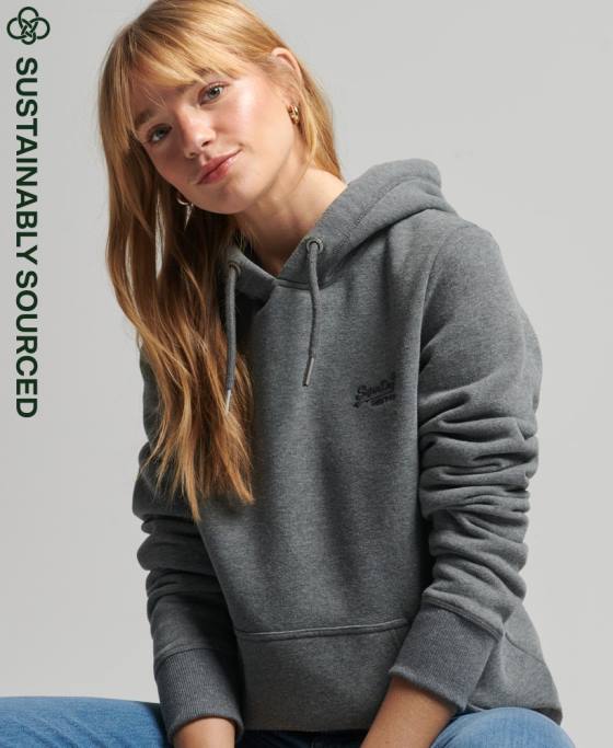 Superdry hanorac brodat cu logo vintage din bumbac organic îmbrăcăminte gri femei JX0Z5875