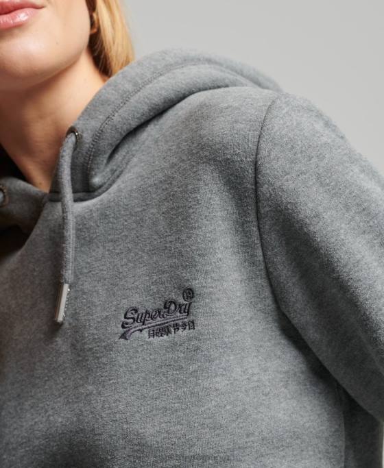 Superdry hanorac brodat cu logo vintage din bumbac organic îmbrăcăminte gri femei JX0Z5875