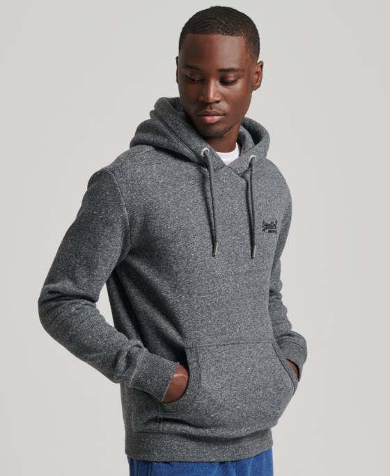 Superdry hanorac brodat cu logo vintage din bumbac organic îmbrăcăminte gri inchis bărbați JX0Z5069