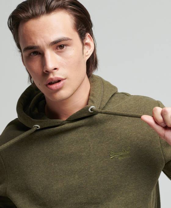 Superdry hanorac brodat cu logo vintage din bumbac organic îmbrăcăminte kaki bărbați JX0Z809