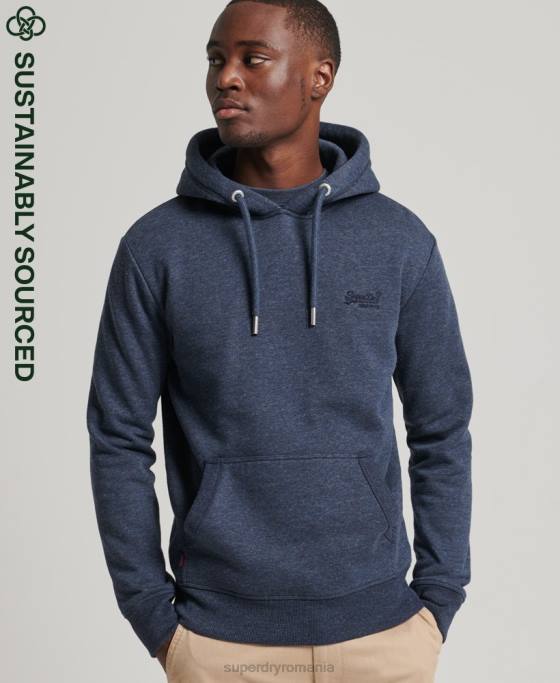 Superdry hanorac brodat cu logo vintage din bumbac organic îmbrăcăminte marina bărbați JX0Z713