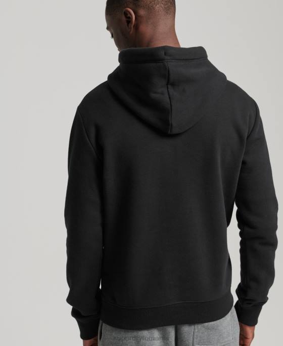 Superdry hanorac brodat cu logo vintage din bumbac organic îmbrăcăminte negru bărbați JX0Z716