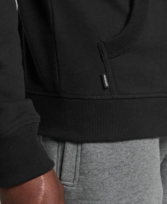 Superdry hanorac brodat cu logo vintage din bumbac organic îmbrăcăminte negru bărbați JX0Z716