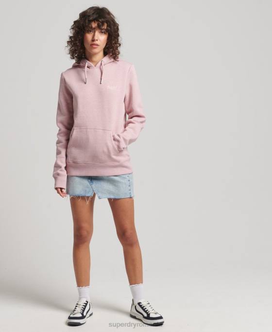 Superdry hanorac brodat cu logo vintage din bumbac organic îmbrăcăminte roz femei JX0Z5876