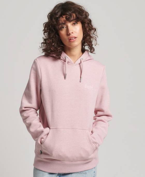Superdry hanorac brodat cu logo vintage din bumbac organic îmbrăcăminte roz femei JX0Z5876