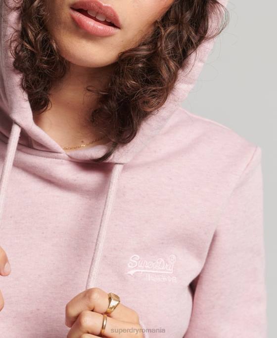 Superdry hanorac brodat cu logo vintage din bumbac organic îmbrăcăminte roz femei JX0Z5876
