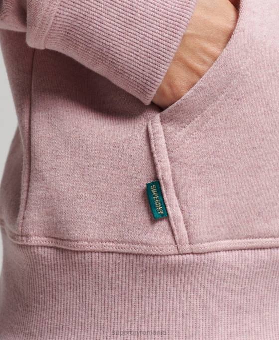 Superdry hanorac brodat cu logo vintage din bumbac organic îmbrăcăminte roz femei JX0Z5876