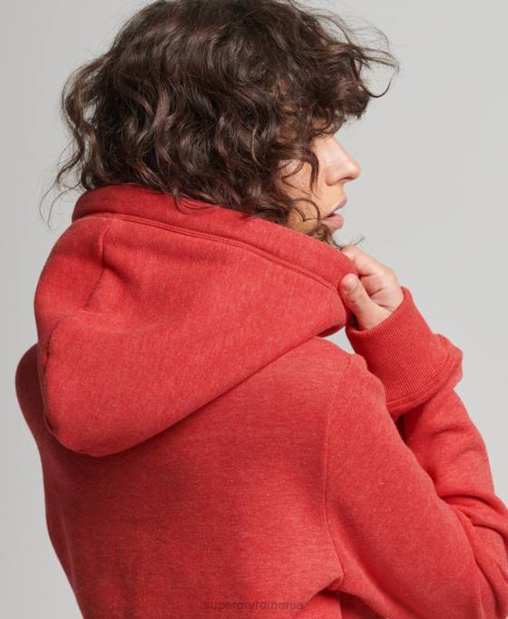 Superdry hanorac brodat cu logo vintage din bumbac organic îmbrăcăminte roșu femei JX0Z6679