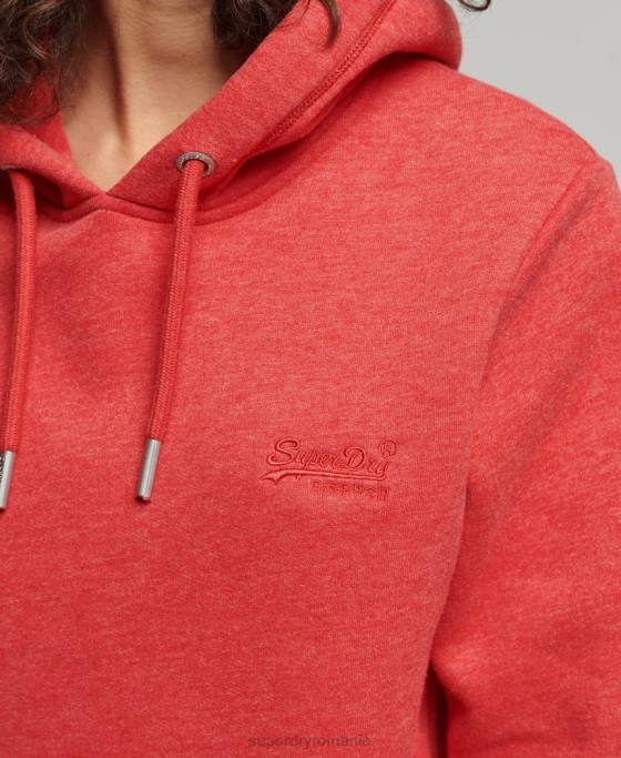 Superdry hanorac brodat cu logo vintage din bumbac organic îmbrăcăminte roșu femei JX0Z6679
