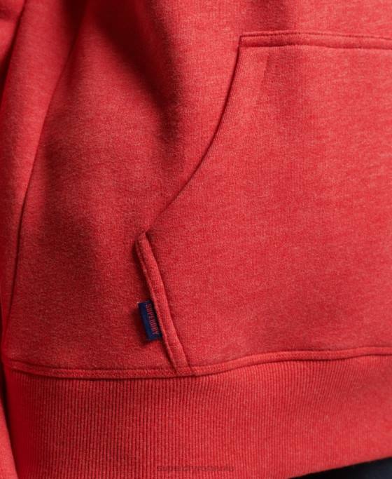 Superdry hanorac brodat cu logo vintage din bumbac organic îmbrăcăminte roșu femei JX0Z6679
