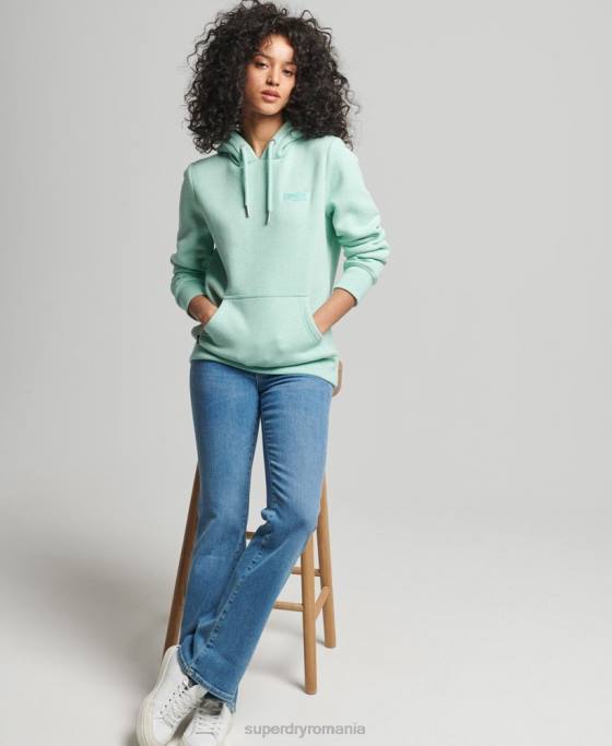 Superdry hanorac brodat cu logo vintage din bumbac organic îmbrăcăminte verde femei JX0Z3422