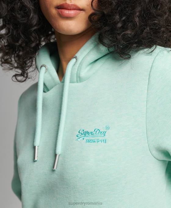 Superdry hanorac brodat cu logo vintage din bumbac organic îmbrăcăminte verde femei JX0Z3422