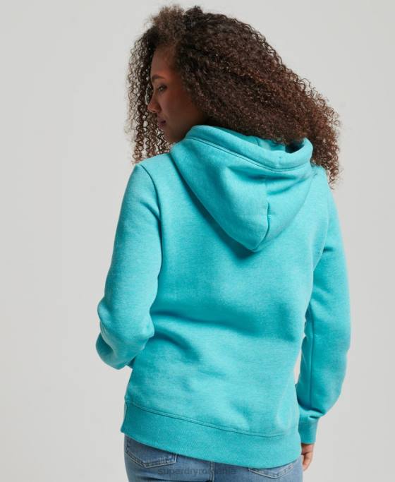 Superdry hanorac brodat cu logo vintage îmbrăcăminte albastru deschis femei JX0Z3437