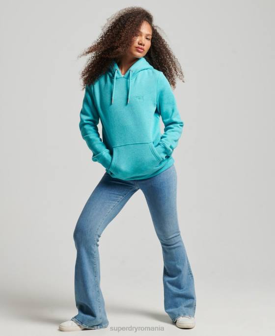 Superdry hanorac brodat cu logo vintage îmbrăcăminte albastru deschis femei JX0Z3437