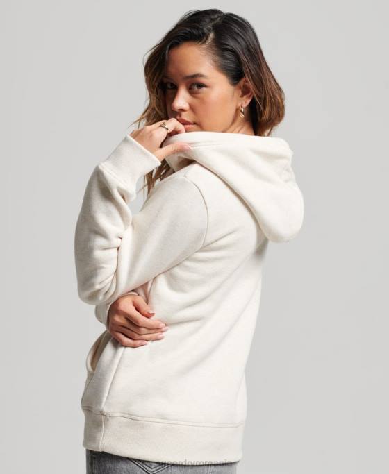 Superdry hanorac brodat cu logo vintage îmbrăcăminte cremă femei JX0Z3270