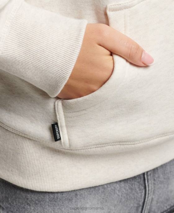 Superdry hanorac brodat cu logo vintage îmbrăcăminte cremă femei JX0Z3270