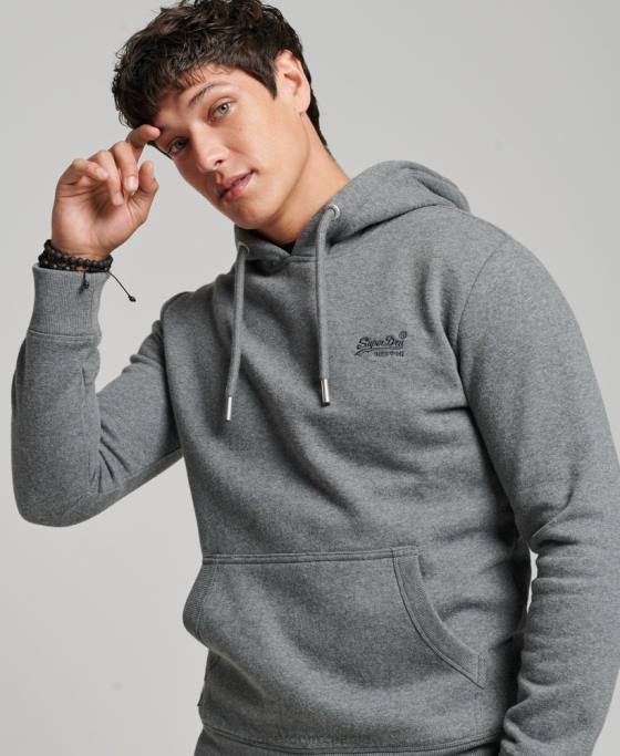 Superdry hanorac brodat cu logo vintage îmbrăcăminte gri bărbați JX0Z581