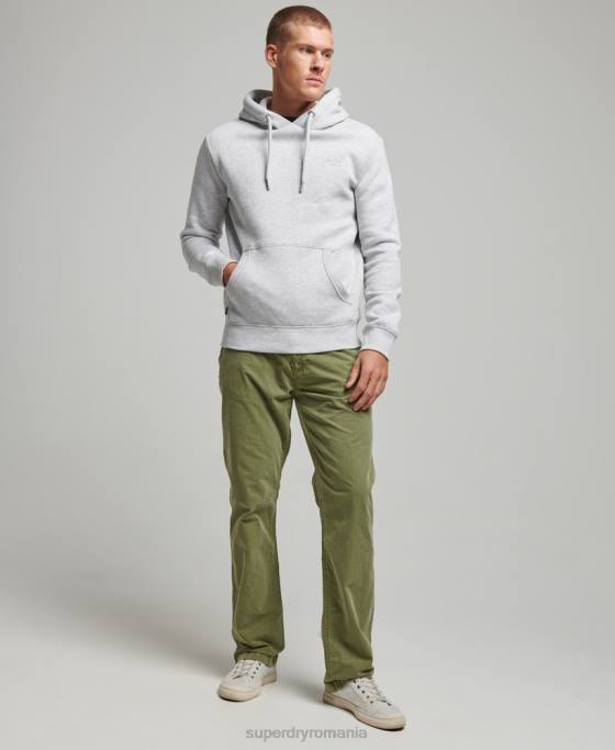 Superdry hanorac brodat cu logo vintage îmbrăcăminte gri deschis bărbați JX0Z460