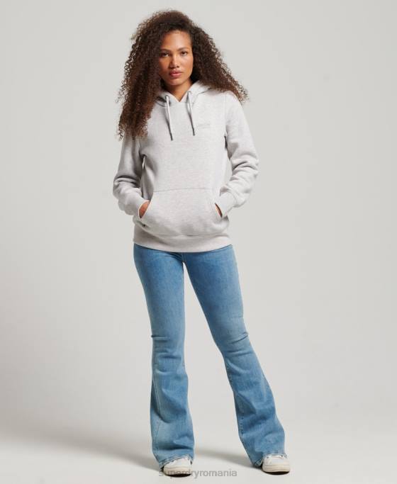 Superdry hanorac brodat cu logo vintage îmbrăcăminte gri deschis femei JX0Z3320