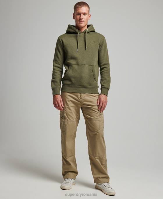 Superdry hanorac brodat cu logo vintage îmbrăcăminte kaki bărbați JX0Z625