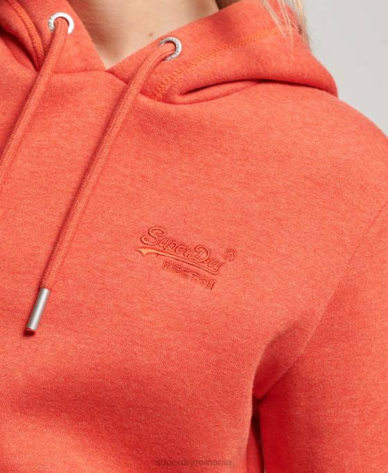 Superdry hanorac brodat cu logo vintage îmbrăcăminte portocale femei JX0Z3371