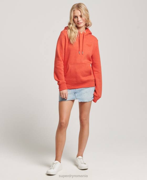 Superdry hanorac brodat cu logo vintage îmbrăcăminte portocale femei JX0Z3371