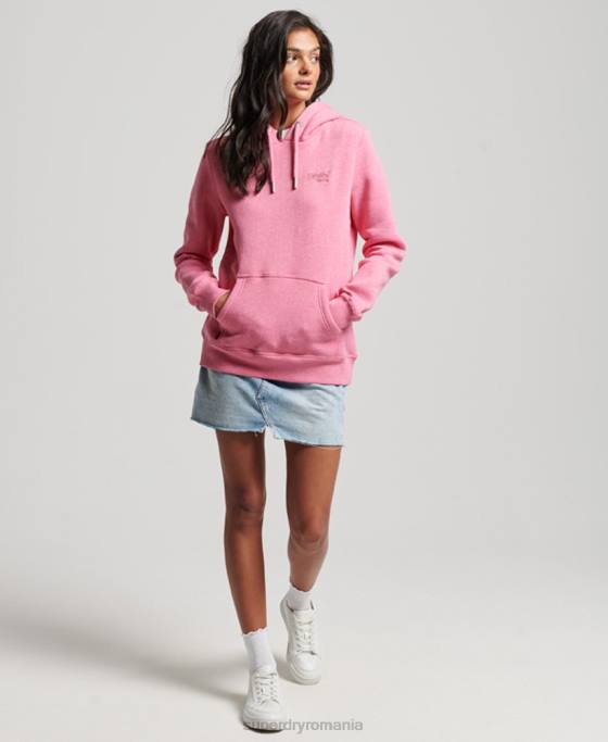 Superdry hanorac brodat cu logo vintage îmbrăcăminte roz femei JX0Z3312