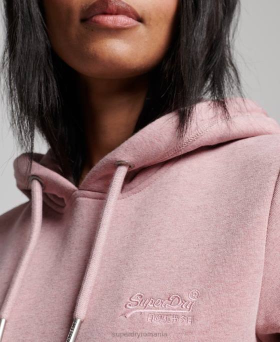 Superdry hanorac brodat cu logo vintage îmbrăcăminte roz femei JX0Z3391