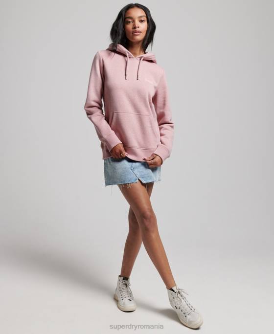 Superdry hanorac brodat cu logo vintage îmbrăcăminte roz femei JX0Z3391