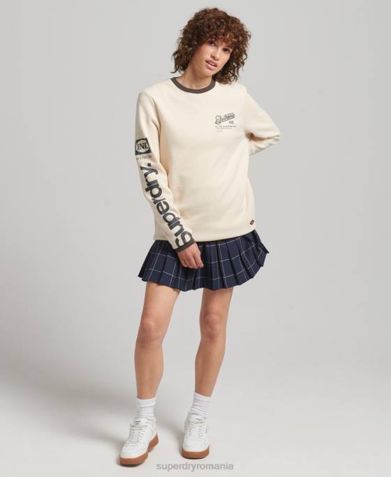 Superdry hanorac clasic american cu logo supradimensionat îmbrăcăminte cremă femei JX0Z6134