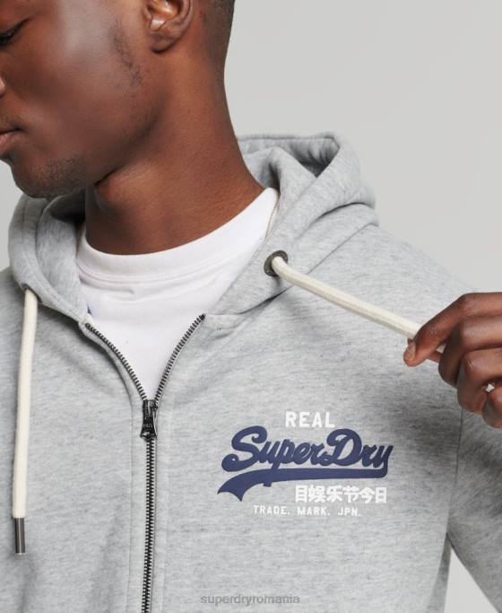 Superdry hanorac clasic cu fermoar cu logo vintage îmbrăcăminte gri bărbați JX0Z5148
