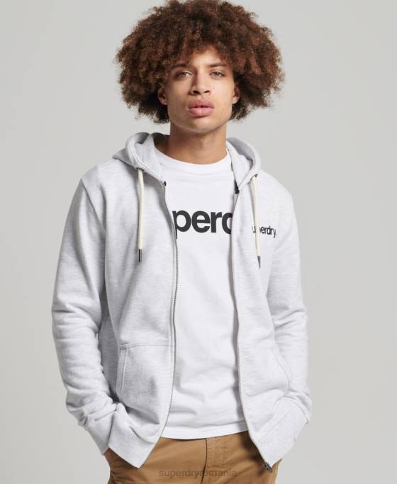 Superdry hanorac clasic cu fermoar cu logo vintage îmbrăcăminte gri deschis bărbați JX0Z5150
